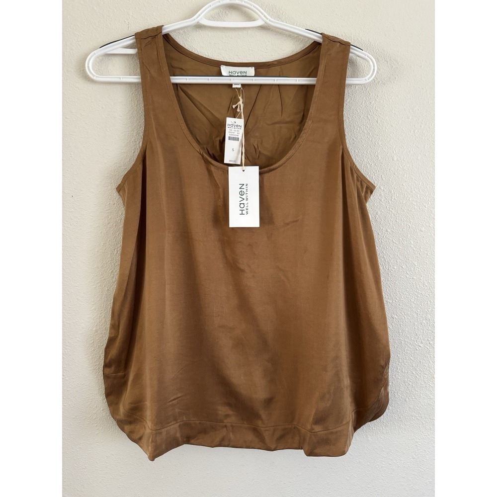 Haven Well Within Cupro Blend Swing Tank Top Brown Sleeveless S NWT